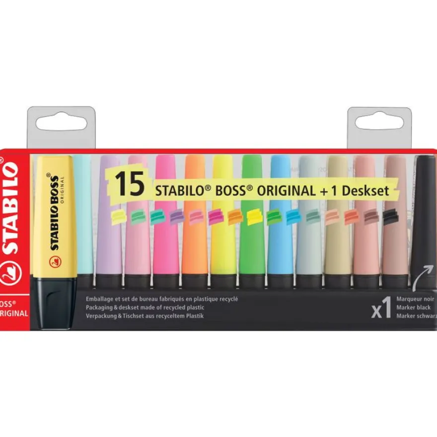 STABILO BOSS ORIGINAL - Pack de 15 surligneurs - couleurs assorties