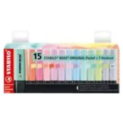 STABILO BOSS ORIGINAL - Pack de 15 surligneurs - couleurs pastels assorties
