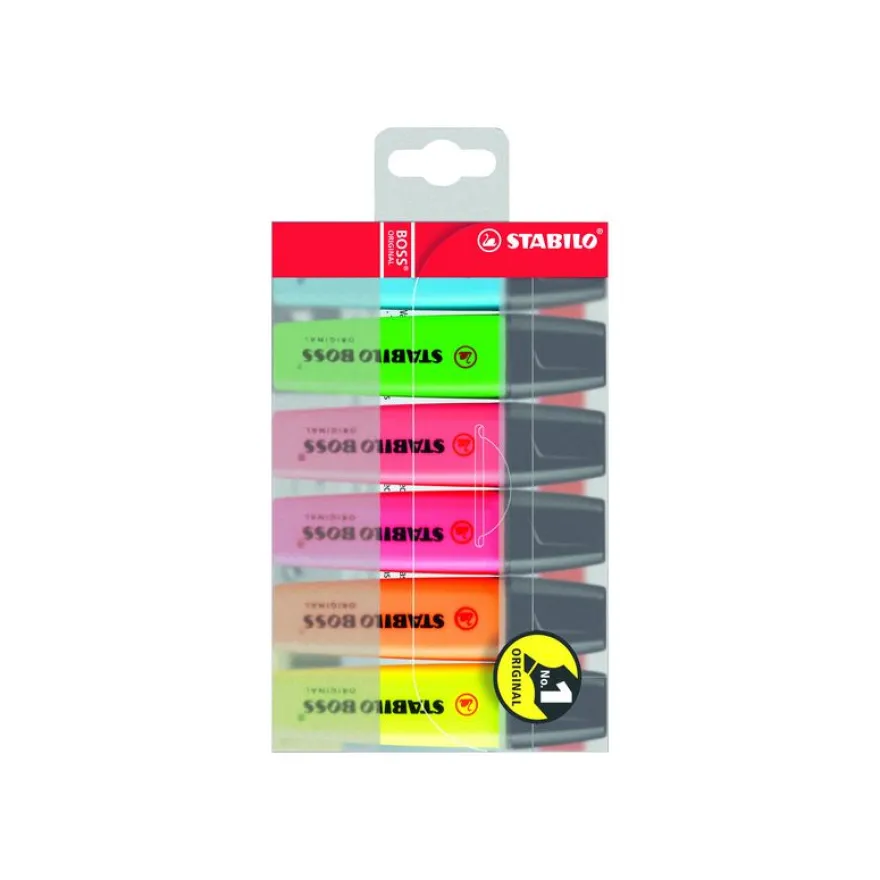 STABILO BOSS ORIGINAL - Pack de 6 surligneurs - couleurs assorties - encre à l'eau - 2-5 mm