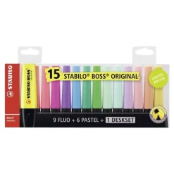 STABILO BOSS ORIGINAL - Pack de 15 surligneurs - couleurs assorties