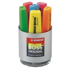Stabilo BOSS ORIGINAL - Pot de 6 surligneurs - couleurs assorties - encre à l'eau - 2-5 mm