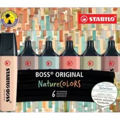 STABILO BOSS ORIGINAL NATURE COLORS - Pack de 6 surligneurs - couleurs assorties