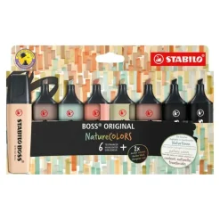 STABILO BOSS ORIGINAL NatureCOLORS - 8 Surligneurs - gris chaud, terre d'ombre, beige, vert boueux, vert terre, noir
