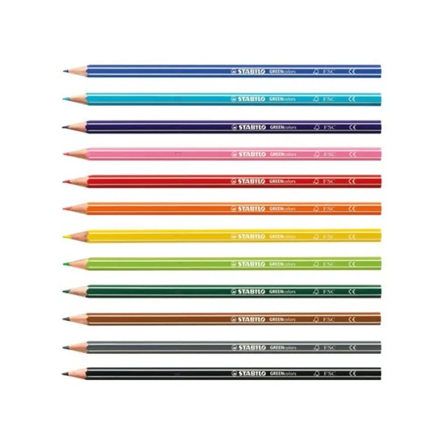STABILO GREENcolors ARTY - 12 Crayons de couleur - couleurs assorties