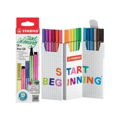 STABILO Pen 68 - Etui zig zag de 18 feutres - pointe moyenne