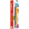 STABILO pencil 160 - 3 Crayons à papier - HB - embout gomme - couleurs assorties