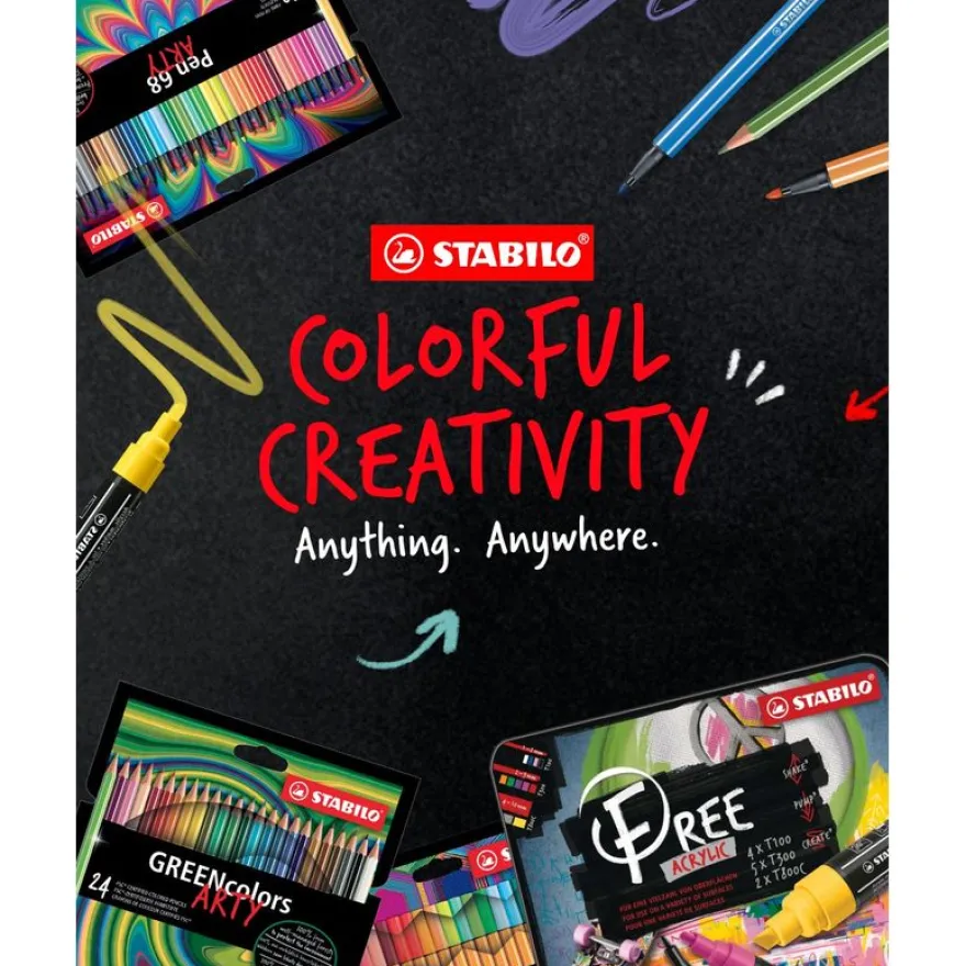 STABILO pointMax ARTY - 24 Feutres de coloriage - pointe moyenne - couleurs assorties
