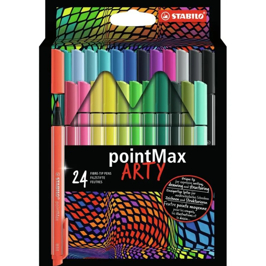 STABILO pointMax ARTY - 24 Feutres de coloriage - pointe moyenne - couleurs assorties