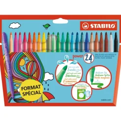 STABILO Power - 24 Feutres - pointe moyenne - couleurs assorties