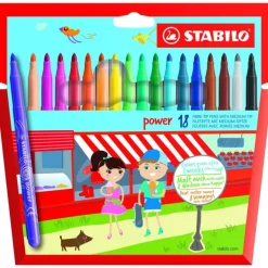 STABILO Power - 18 Feutres- pointe moyenne - couleurs assorties
