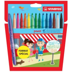 STABILO power -15 feutres de coloriage pointe moyenne