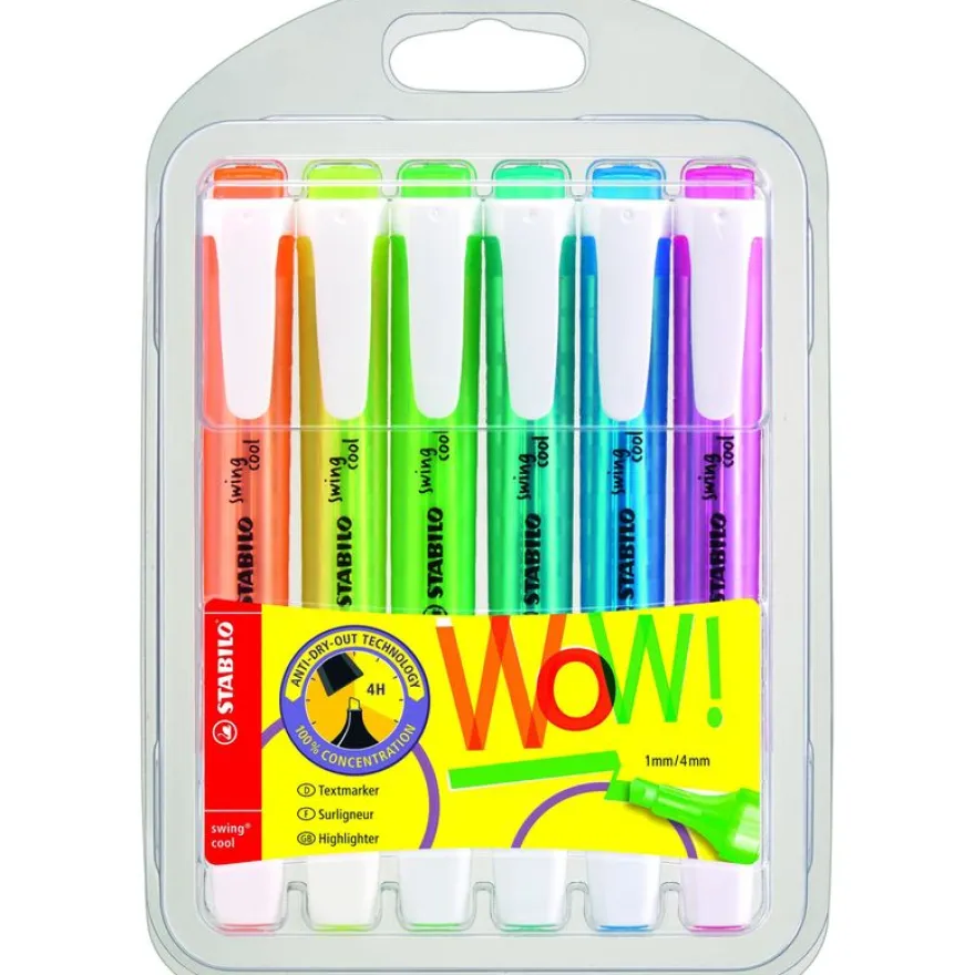 STABILO Swing cool - Pack de 6 surligneurs - couleurs assorties