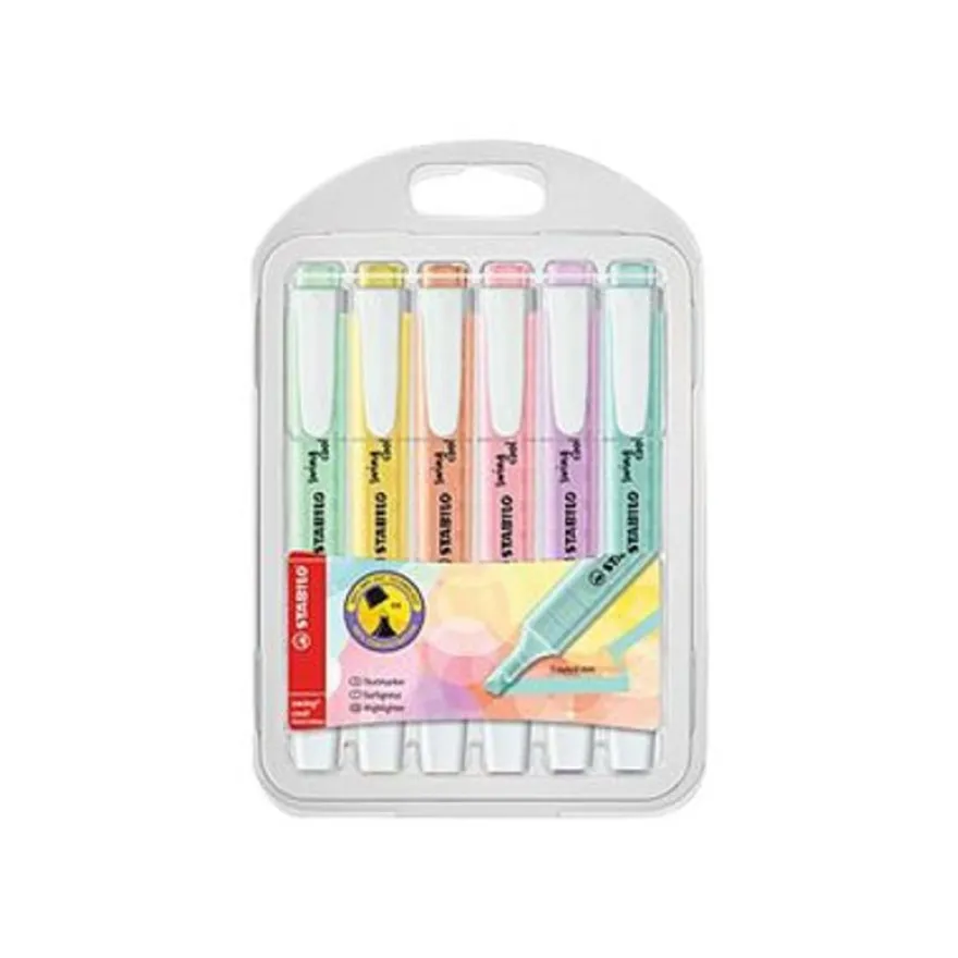 STABILO Swing cool Pastel - Pack de 6 surligneurs - couleurs assorties