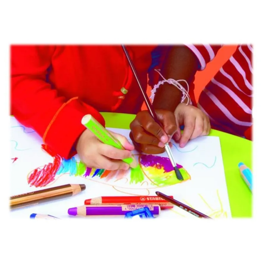 Stabilo woody 3 in 1 - 10 Crayons de couleur - 10 mm - couleurs assorties