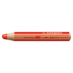 STABILO woody 3 in 1 ARTY - 6 Crayons de couleur - noir, jaune, turquoise, bleu d'outremer, blanc, rouge