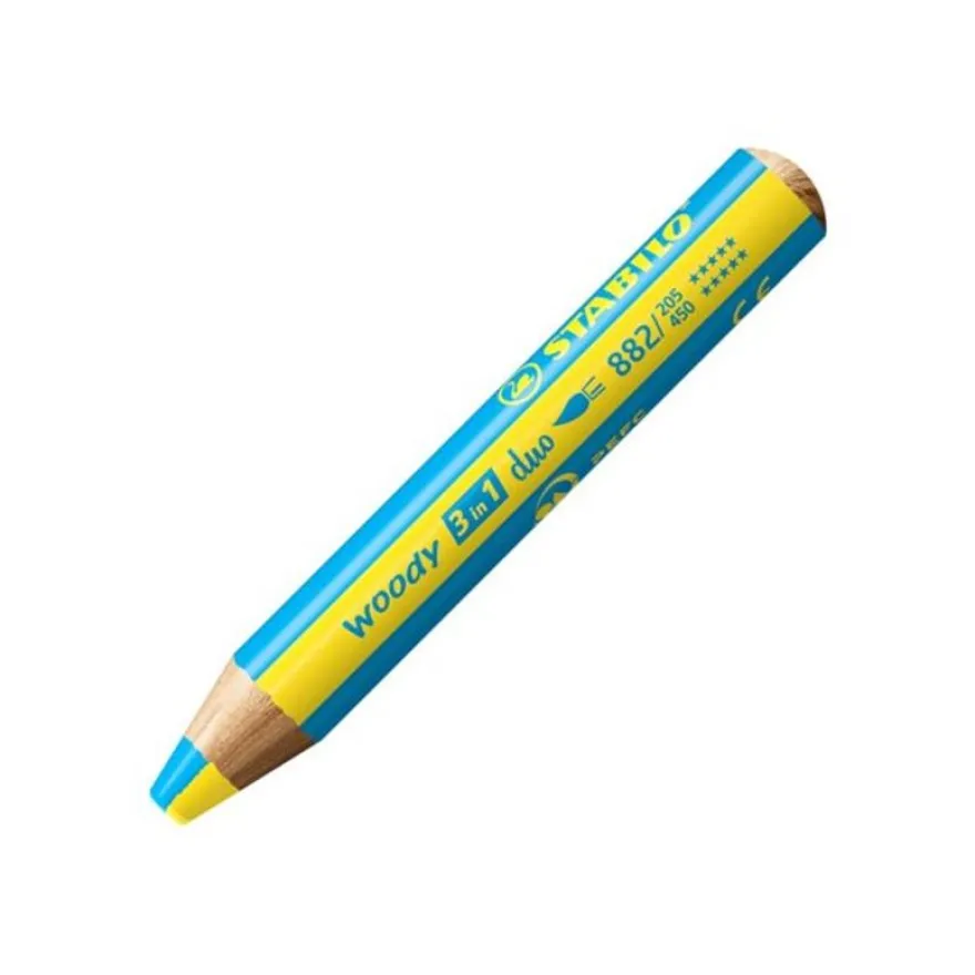 STABILO woody 3 in 1 duo - Crayon de couleur - jaune/bleu cyan