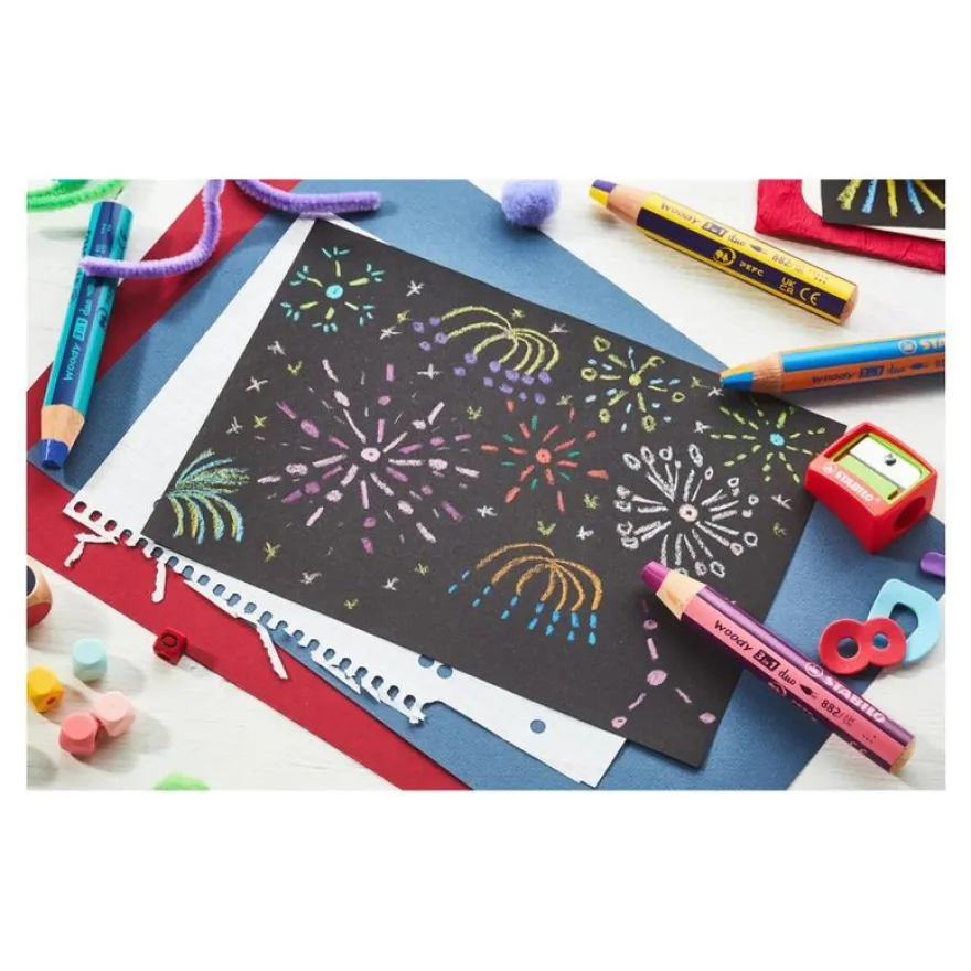 STABILO woody 3 in 1 duo - pack de 5 crayons de couleur - couleurs assorties