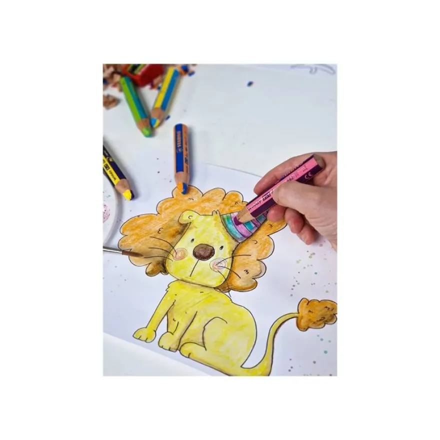 STABILO woody 3 in 1 duo - pack de 5 crayons de couleur - couleurs assorties