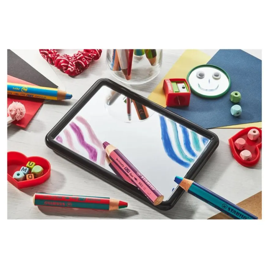 STABILO woody 3 in 1 duo - pack de 5 crayons de couleur - couleurs assorties