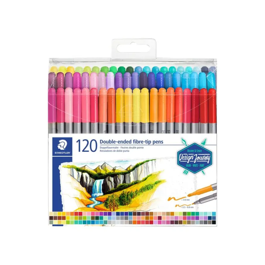STAEDTLER Design Journey - 120 Feutres double pointe - couleurs assorties