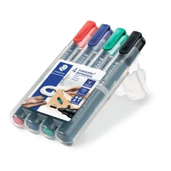 STAEDTLER LUMOCOLOR 352 - Pack de 4 marqueurs permanents - pointe ogive - couleurs assorties