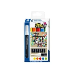 STAEDTLER Lumocolor 349 - Pack de 6 marqueurs peinture liquide - Pointe 2,4 mm - Couleurs assorties