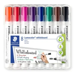 STAEDTLER LUMOCOLOR 351 - Pack de 8 marqueurs effaçables - pointe ogive - couleurs assorties