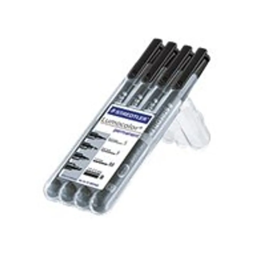 STAEDTLER LUMOCOLOR - Pack de 4 marqueurs permanents - pointes assorties - noir