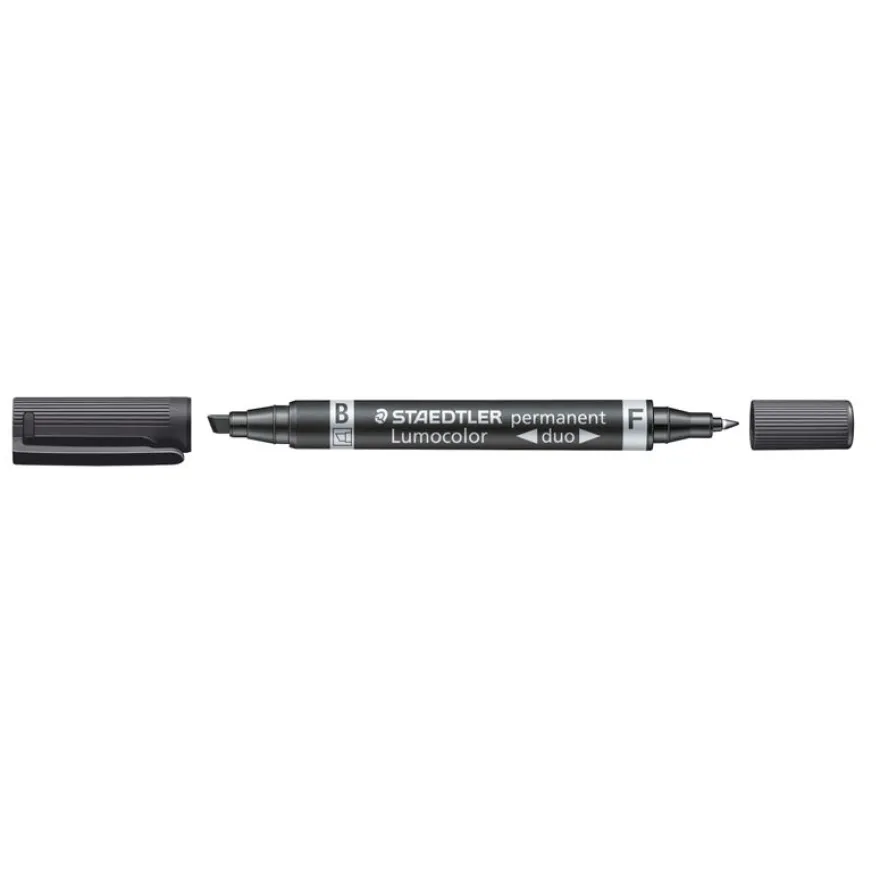 STAEDTLER LUMOCOLOR Duo - Marqueur permanent - double pointe fine et biseautée - noir