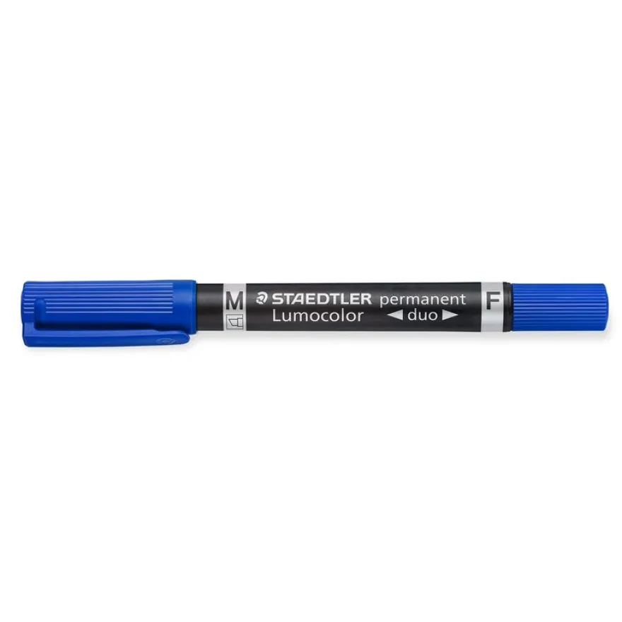 STAEDTLER LUMOCOLOR Duo - Marqueur permanent - double pointe fine et moyenne - bleu