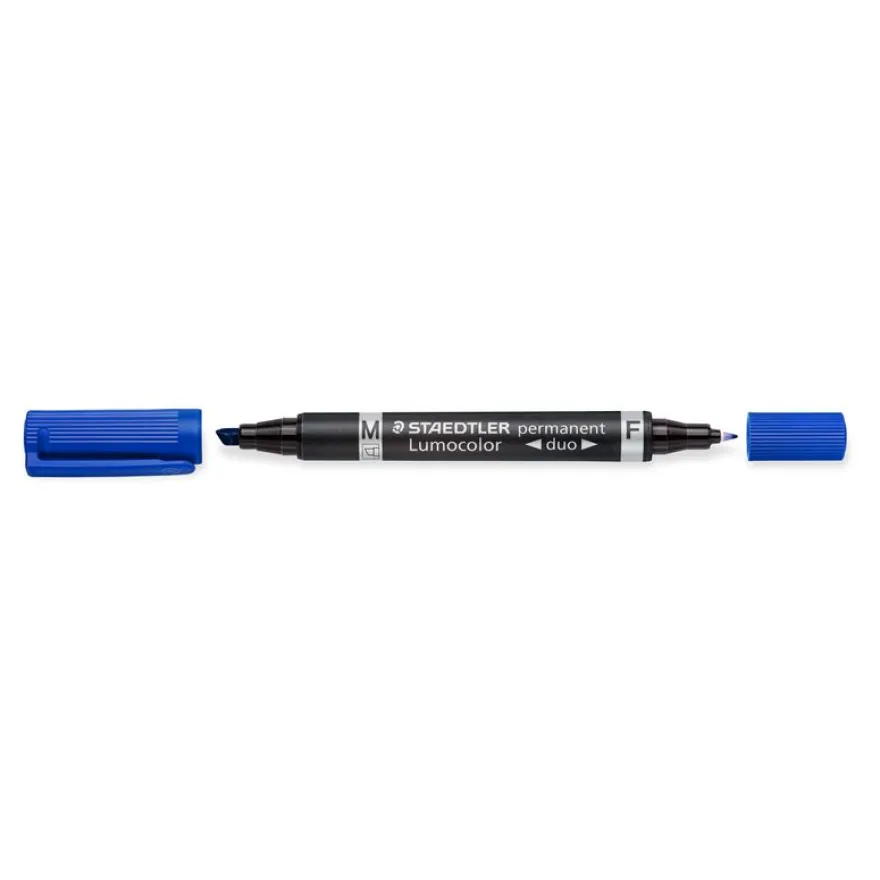STAEDTLER LUMOCOLOR Duo - Marqueur permanent - double pointe fine et moyenne - bleu