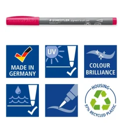 STAEDTLER Pigment brush 371 - 12 feutres pointe pinceau - couleurs pastel assorties