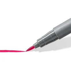 STAEDTLER Pigment brush 371 - 12 Feutres pointe pinceau - couleurs basiques assorties - encre Multi Ink intense