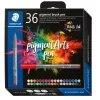 STAEDTLER Pigment brush 371 - 36 feutres pointe pinceau - couleurs assorties - encre Multi Ink intense