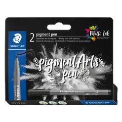 STAEDTLER Pigment pen 379 - 2 feutres - pointe ogive 1 mm - noir intense