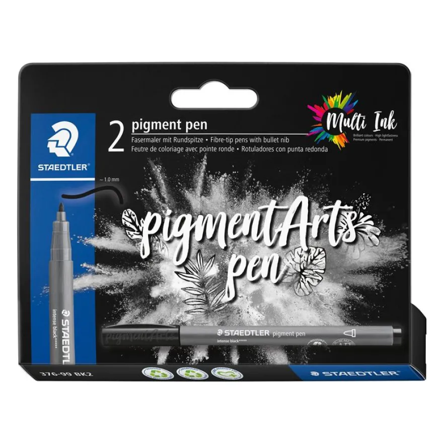STAEDTLER Pigment pen 379 - 2 feutres - pointe ogive 1 mm - noir intense