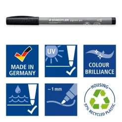 STAEDTLER Pigment pen 379 - 2 feutres - pointe ogive 1 mm - noir intense