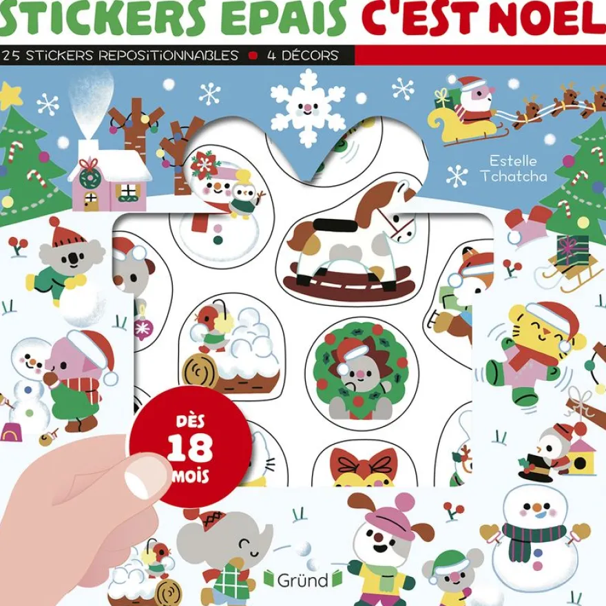 Stickers épais : Cest Noël Pochette de 25 autocollants épais et repositionnables avec 4 décors À partir de 18 mois