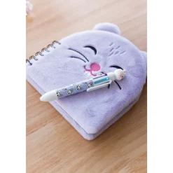 Stylo 6 couleurs vert avec tête de lapin 3D - motifs lapins et carottes - changement en un clic