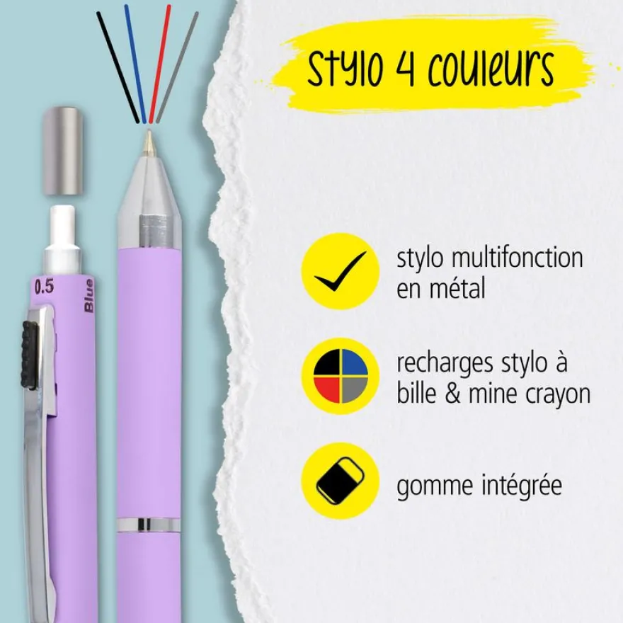 Stylo bille Multipen 4 in 1 Fashion Lilac