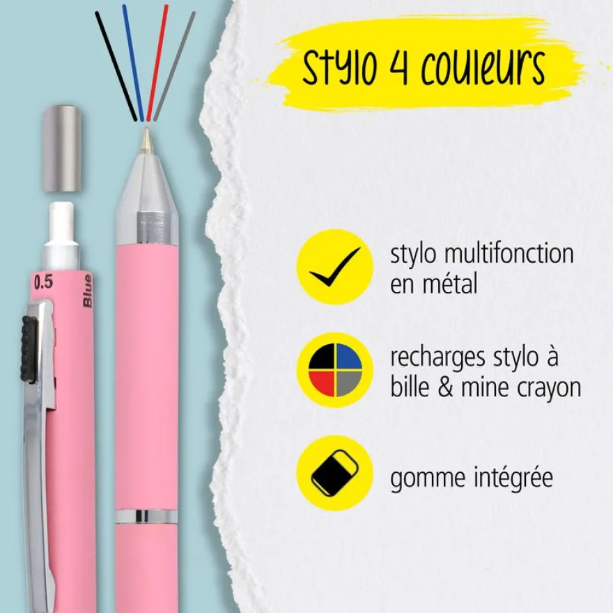 Stylo bille Multipen 4 in 1 Fashion Rose