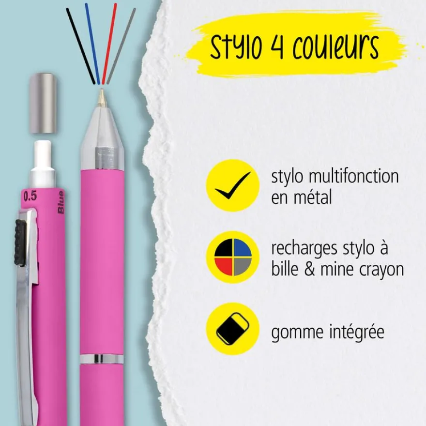 Stylo bille Multipen 4 in 1 Fashion Pink