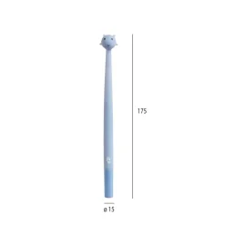 Stylo bleu corps rond avec tête de girafe 3D - encre bleue - léger et au look amusant