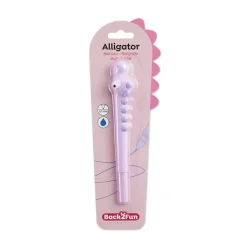 Stylo gel en forme de crocodile mauve Back2Fun - papeterie fun pour enfants.