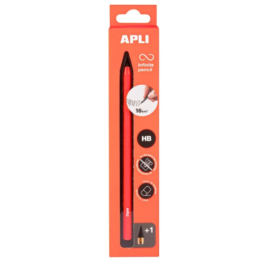 Stylo infini Neon orange avec mine HB longue durée 16 km et capuchon - idéal prise de notes