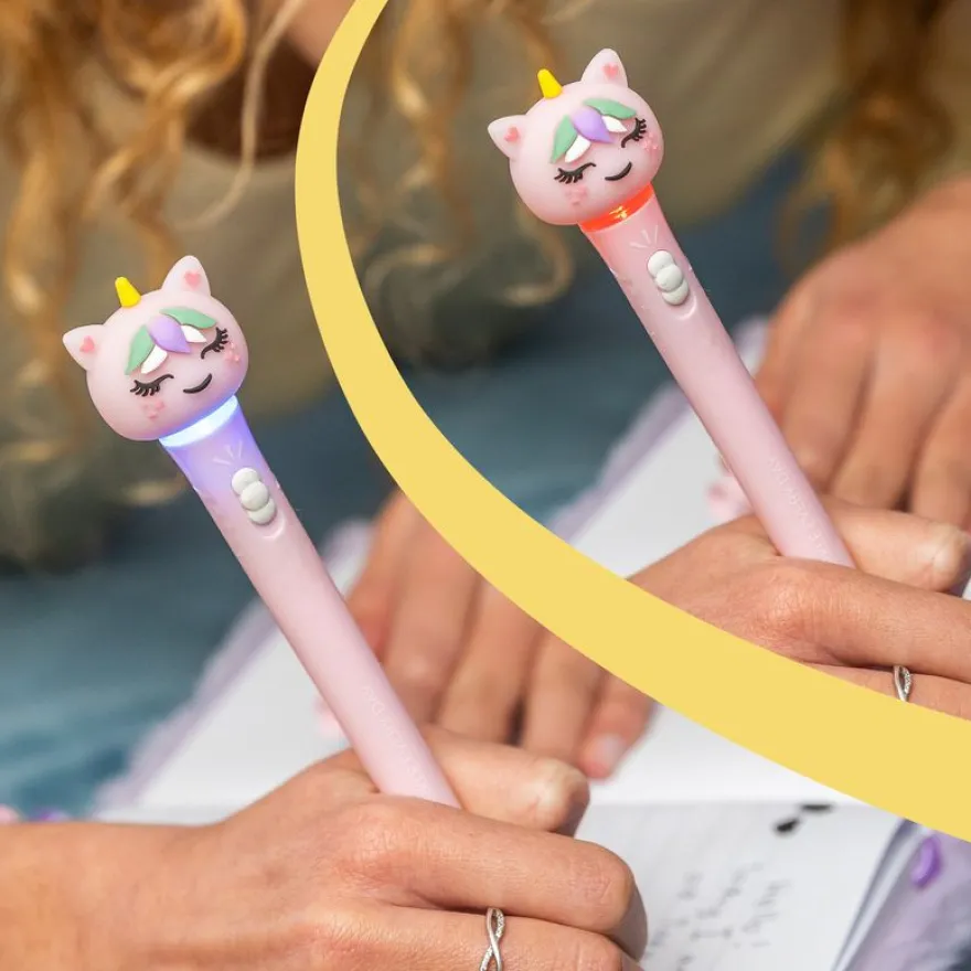 Stylo Licorne lumineux mauve Back2Fun