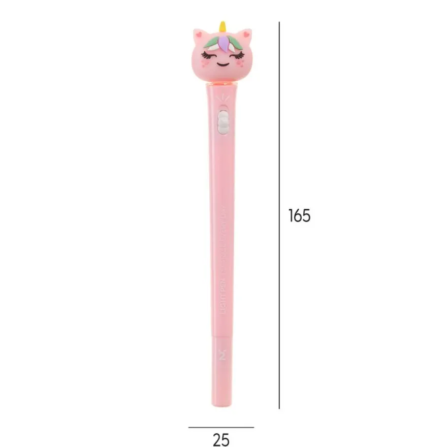 Stylo Licorne lumineux rose Back2Fun