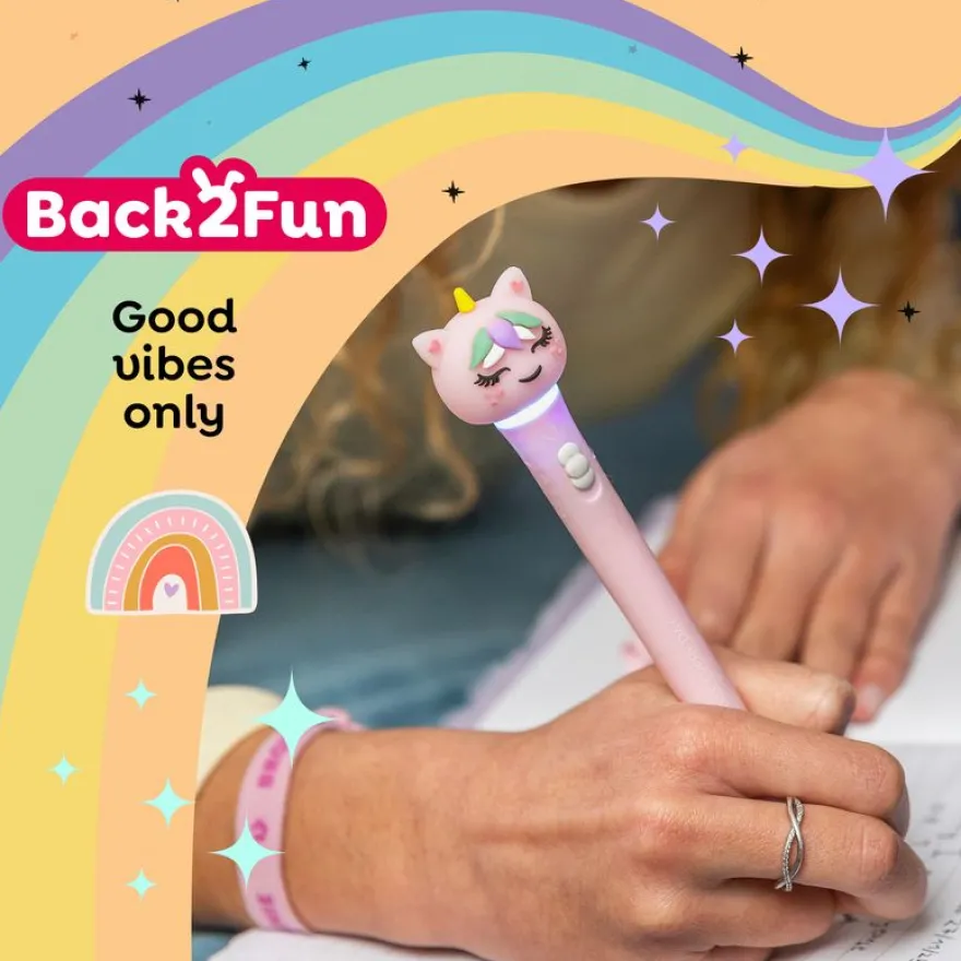 Stylo Licorne lumineux rose Back2Fun