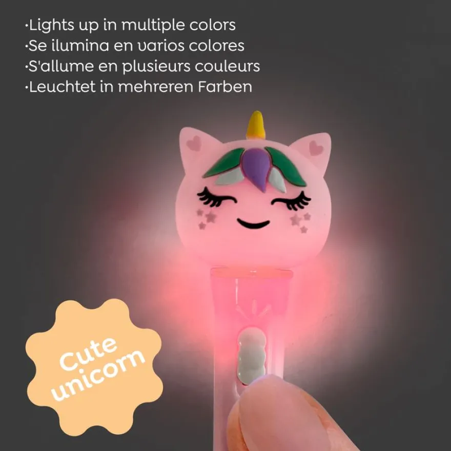 Stylo Licorne lumineux rose Back2Fun