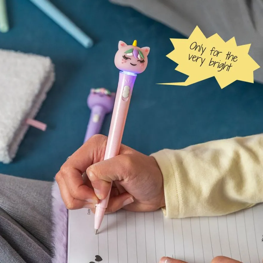 Stylo Licorne lumineux rose Back2Fun